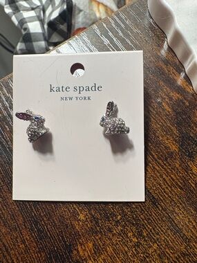 kate spade Kids Silver Bunny Stud Earrings - Sparkling  new